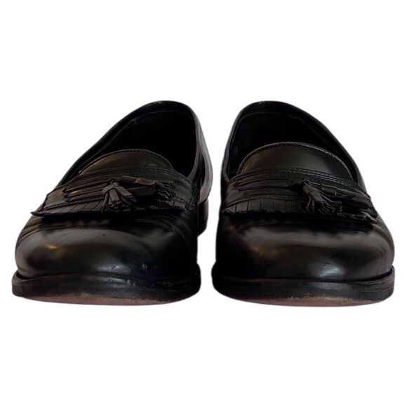 VTG JOHNSTON & MURPHY 151091 HAYES MEN SHOES 7.5M BLACK LEATHER TASSEL SLIP ON main image 5